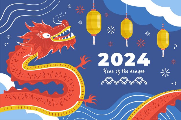 Vlakke achtergrond voor het Chinese nieuwjaarsfeest