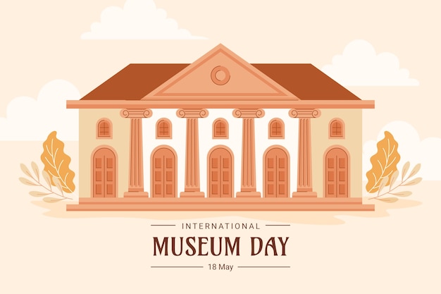 Gratis vector vlakke achtergrond voor internationale museumdag