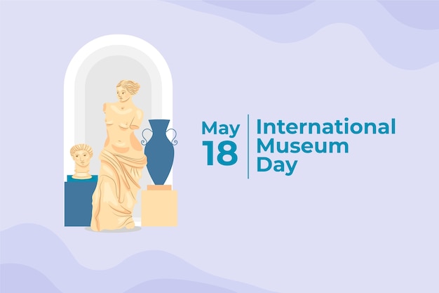 Gratis vector vlakke achtergrond voor internationale museumdag