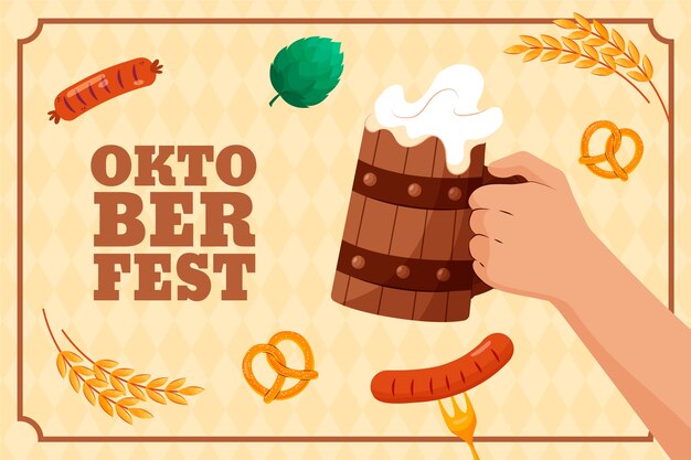 Gratis vector vlakke achtergrond voor oktoberfest bierfestivalviering