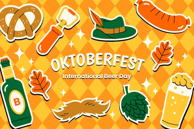 Gratis vector vlakke achtergrond voor oktoberfest bierfestivalviering