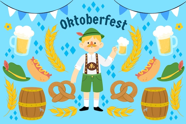 Vlakke achtergrond voor oktoberfest bierfestivalviering