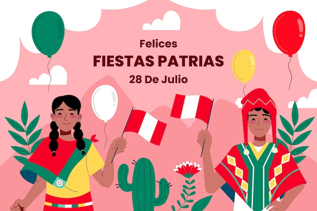 Gratis vector vlakke achtergrond voor peruaanse fiestas patrias vieringen