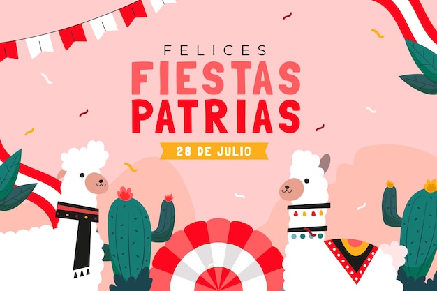 Gratis vector vlakke achtergrond voor peruaanse fiestas patrias vieringen