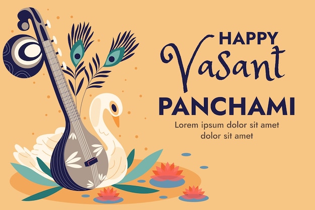 Gratis vector vlakke achtergrond voor vasant panchami-festival