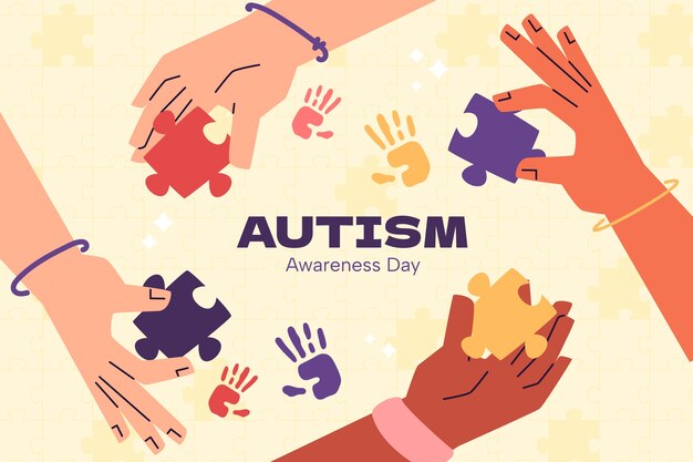 Gratis vector vlakke achtergrond voor wereld autisme awareness day