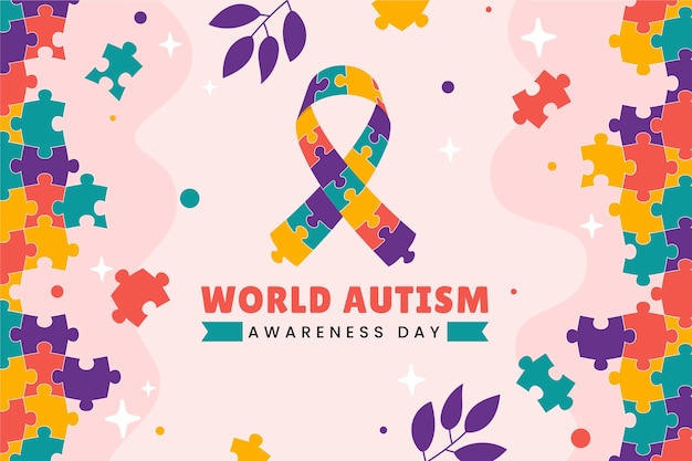 Gratis vector vlakke achtergrond voor wereld autisme awareness day