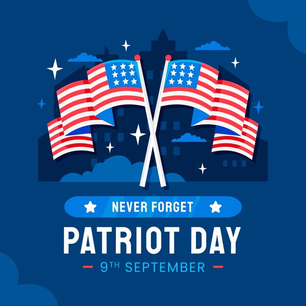 Gratis vector vlakke afbeelding voor 11 september patriotdagviering