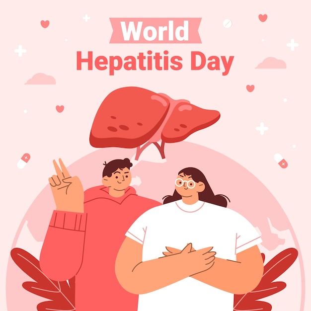 Vlakke afbeelding voor bewustwording van de wereldhepatitisdag