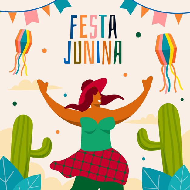 Gratis vector vlakke afbeelding voor braziliaanse fetas juninas-vieringen