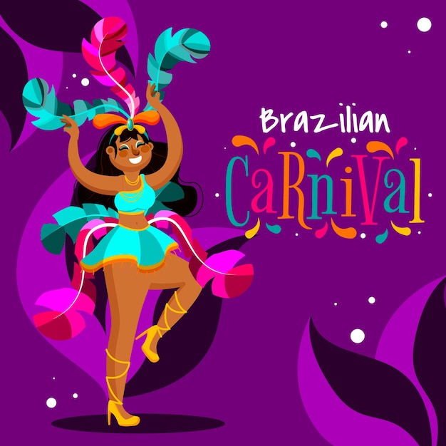 Gratis vector vlakke afbeelding voor carnaval feest