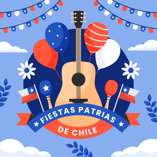 Vlakke afbeelding voor Chileense feesten en patriasvieringen