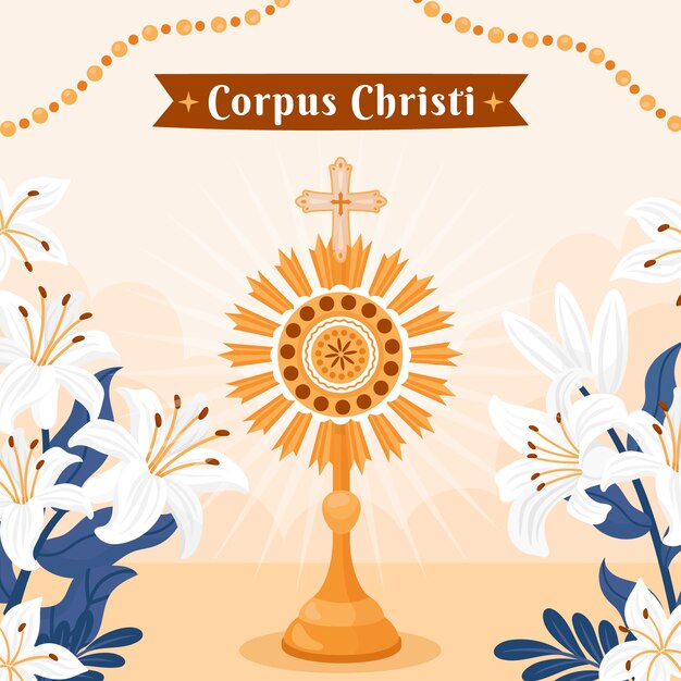 Vlakke afbeelding voor corpus christi religieuze viering