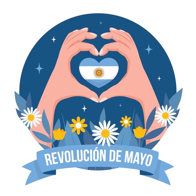 Gratis vector vlakke afbeelding voor de argentijnse revolutie van 25 mei