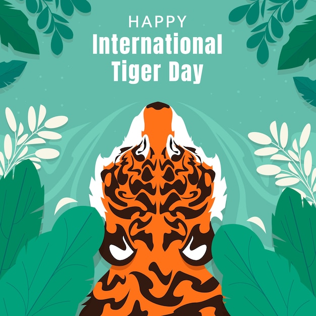 Gratis vector vlakke afbeelding voor de bewustwording van de internationale tijgerdag