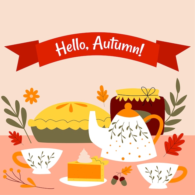 Gratis vector vlakke afbeelding voor de herfst