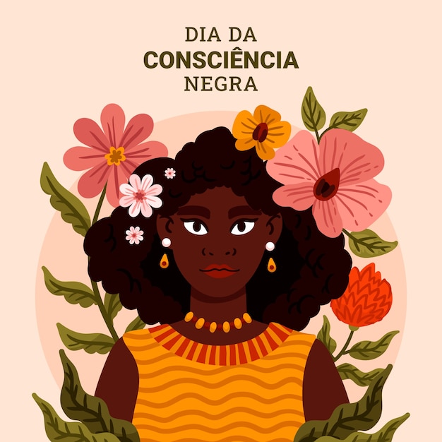 Vlakke afbeelding voor de viering van de braziliaanse zwarte bewustzijnsdag