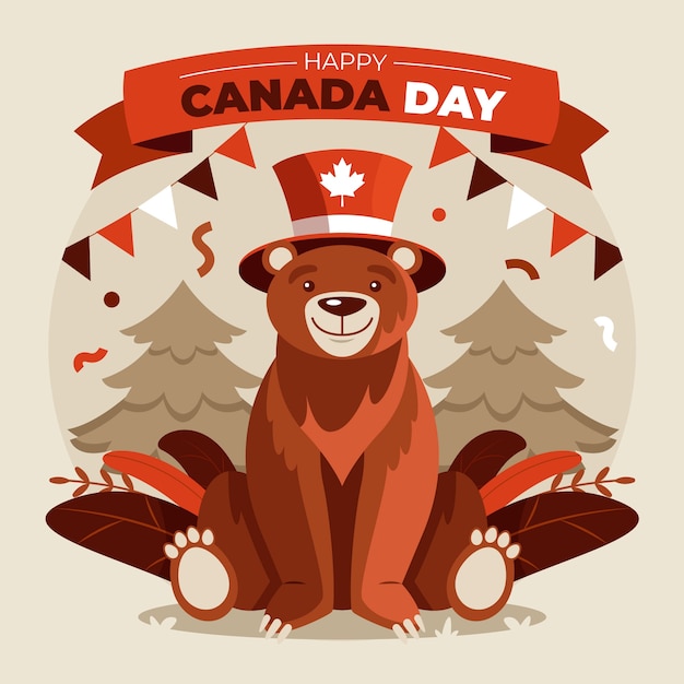 Gratis vector vlakke afbeelding voor de viering van de dag van canada