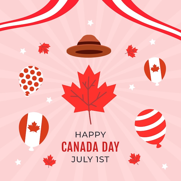 Gratis vector vlakke afbeelding voor de viering van de dag van canada