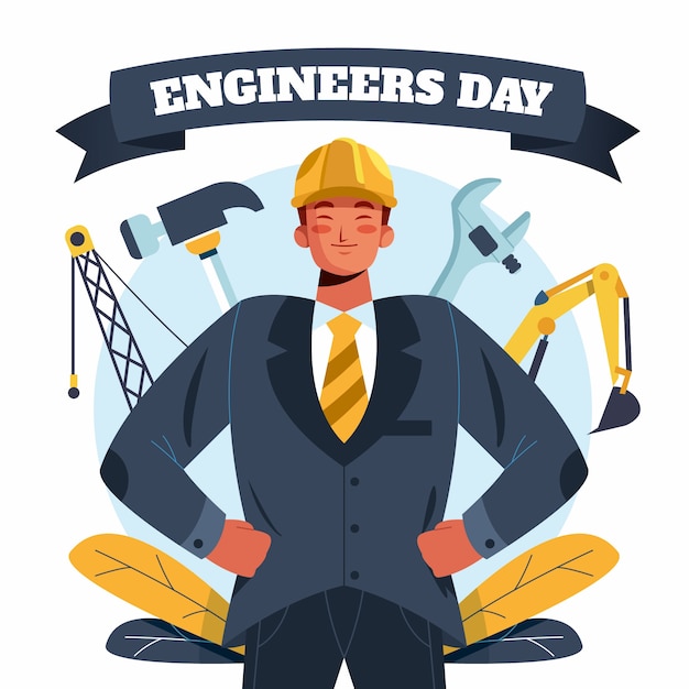 Gratis vector vlakke afbeelding voor de viering van de dag van de ingenieurs