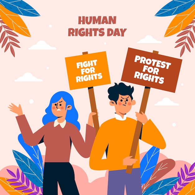 Gratis vector vlakke afbeelding voor de viering van de dag van de mensenrechten