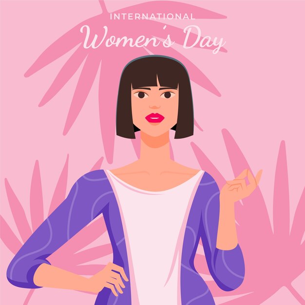 Gratis vector vlakke afbeelding voor de viering van de dag van de vrouw