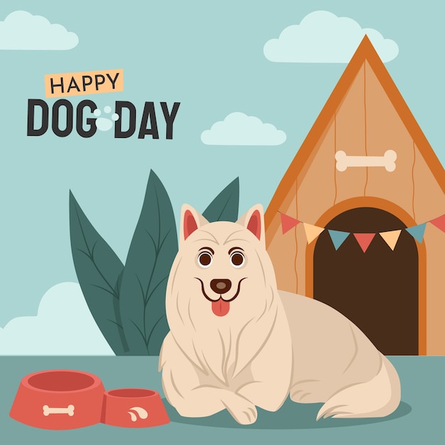 Gratis vector vlakke afbeelding voor de viering van de internationale hondendag