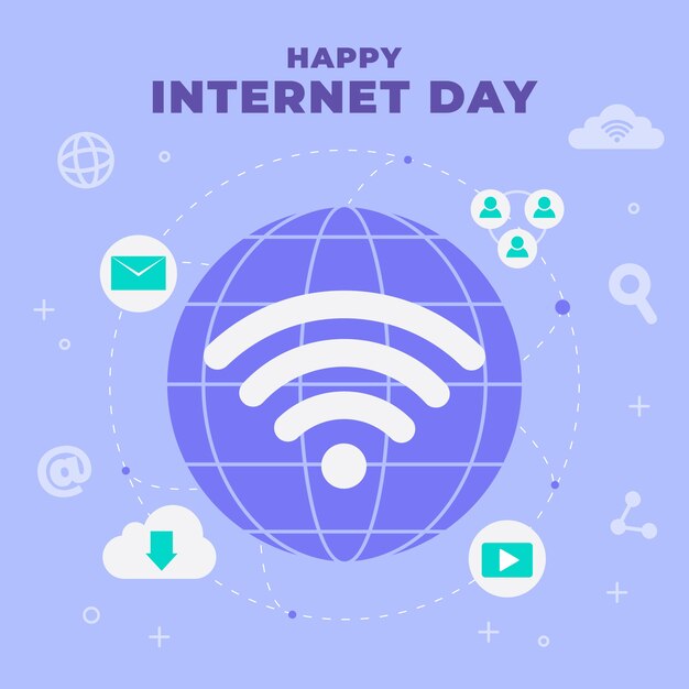 Vlakke afbeelding voor de viering van de internationale internetdag