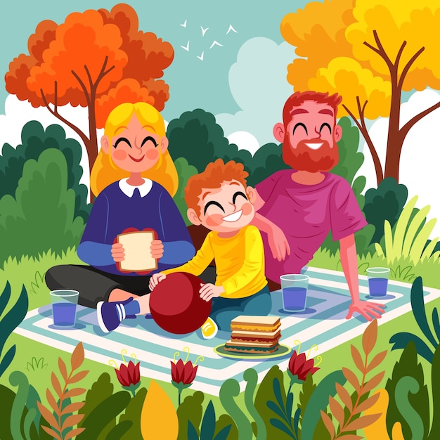 Gratis vector vlakke afbeelding voor de viering van de internationale picknickdag