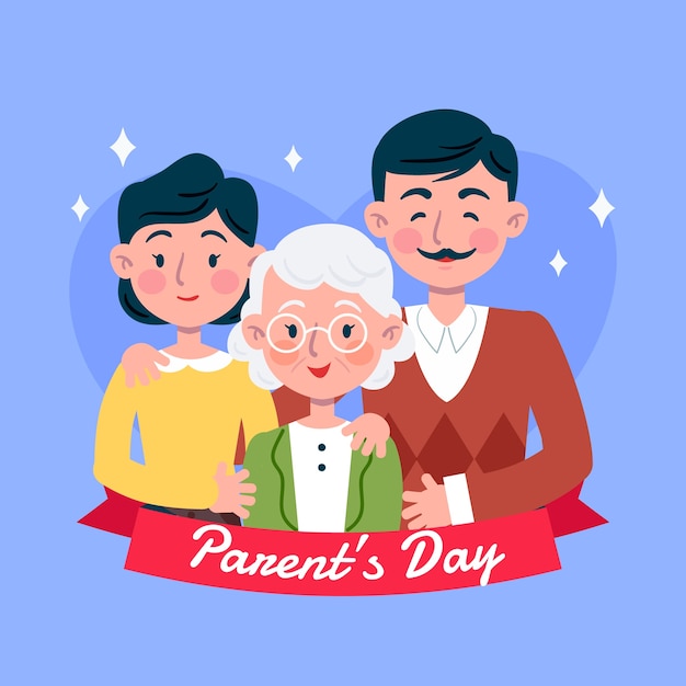 Gratis vector vlakke afbeelding voor de viering van de koreaanse oudersdag