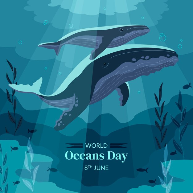 Vlakke afbeelding voor de viering van de wereldoceanendag