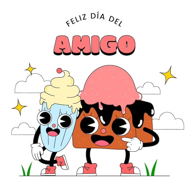 Gratis vector vlakke afbeelding voor de viering van dia del amigo