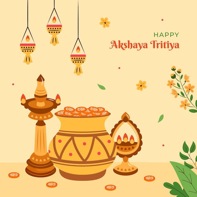 Vlakke afbeelding voor de viering van het akshaya tritiya-festival