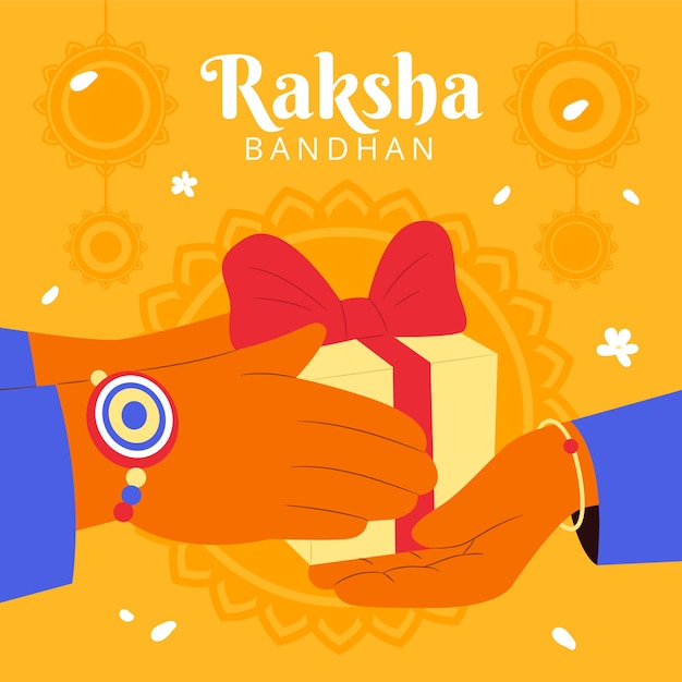 Gratis vector vlakke afbeelding voor de viering van het raksha bandhan-festival