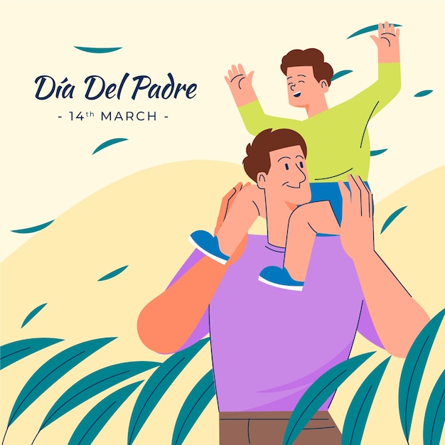 Gratis vector vlakke afbeelding voor dia del padre viering