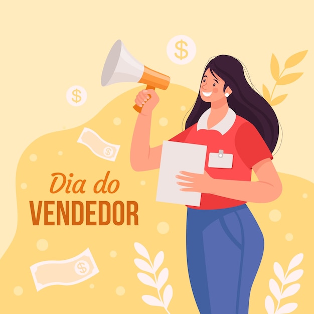 Gratis vector vlakke afbeelding voor dia do vendedor