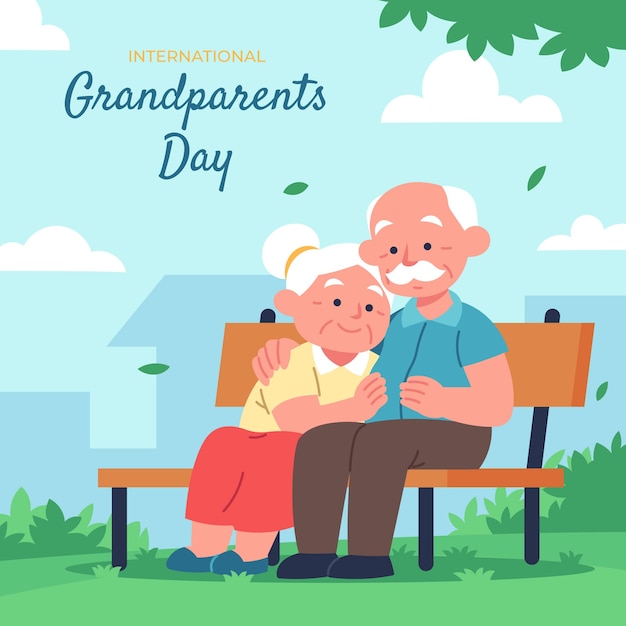 Gratis vector vlakke afbeelding voor grootouders dag viering