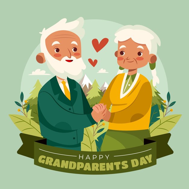 Vlakke afbeelding voor grootouders dag viering