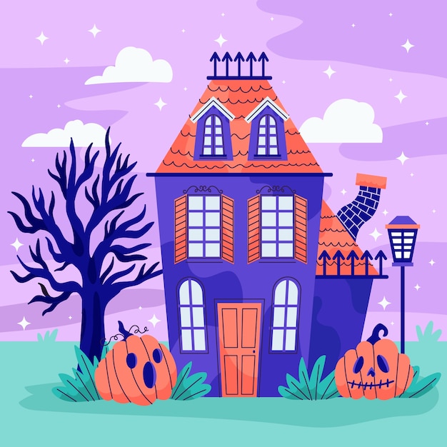 Gratis vector vlakke afbeelding voor halloween-feest