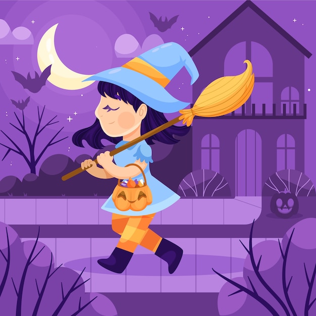 Gratis vector vlakke afbeelding voor halloween-seizoen