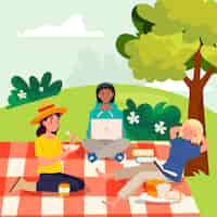 Gratis vector vlakke afbeelding voor internationale picknickdag