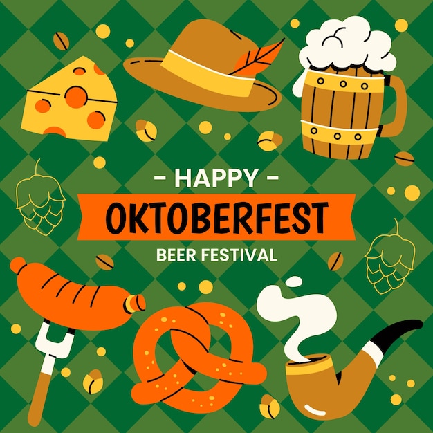 Vlakke afbeelding voor oktoberfest bierfestivalviering