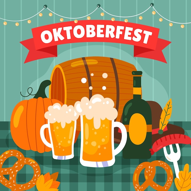 Vlakke afbeelding voor oktoberfest festival