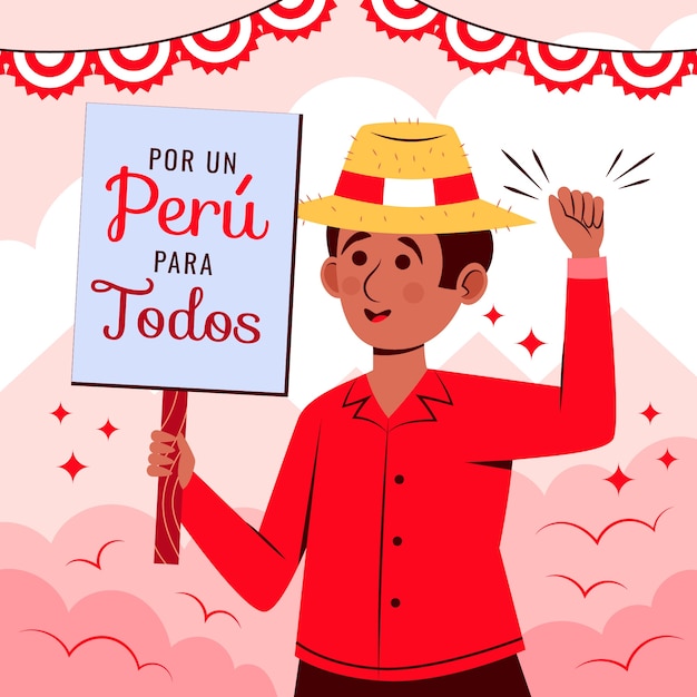 Gratis vector vlakke afbeelding voor peruaanse fiestas patrias-vieringen
