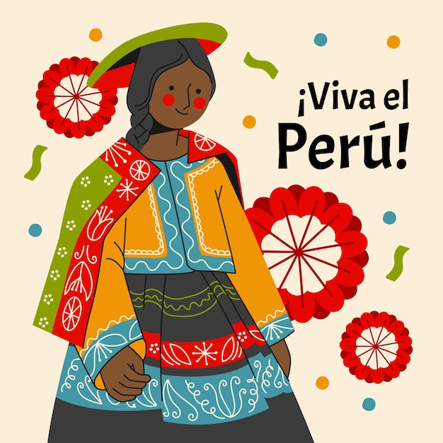 Gratis vector vlakke afbeelding voor peruaanse fiestas patrias-vieringen