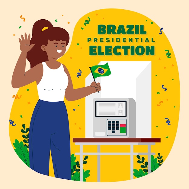 Gratis vector vlakke afbeelding voor presidentsverkiezingen in brazil