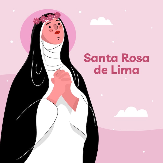 Gratis vector vlakke afbeelding voor religieuze viering van santa rosa de lima