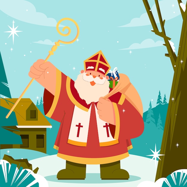 Gratis vector vlakke afbeelding voor sinterklaasvakantie