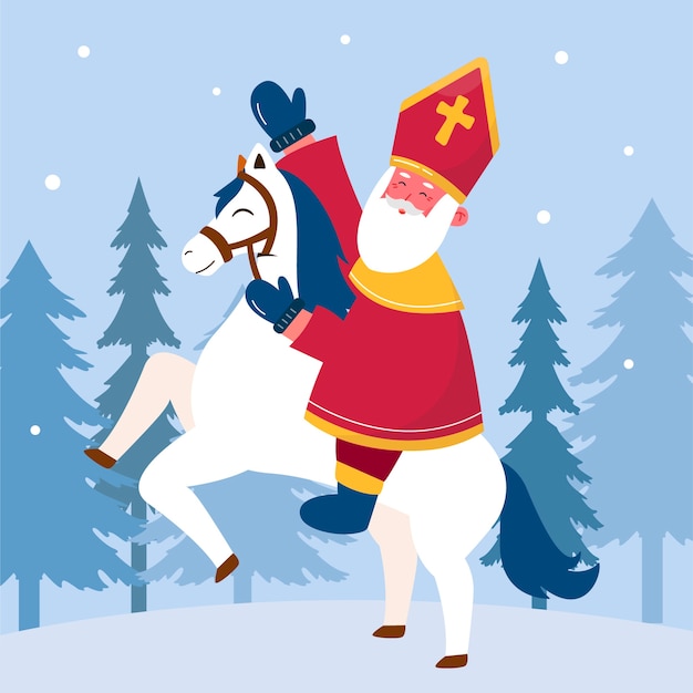 Gratis vector vlakke afbeelding voor sinterklaasvakantie