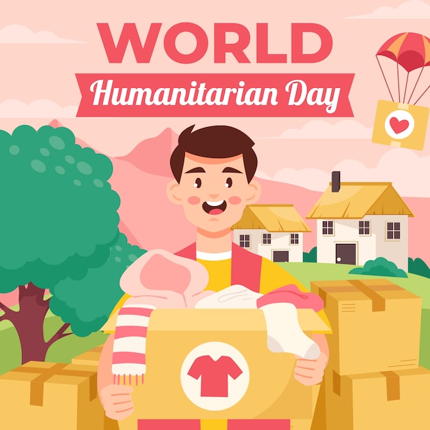 Gratis vector vlakke afbeelding voor wereld humanitaire dag